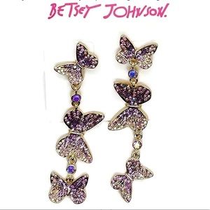 Betsey Johnson Butterfly Drop and Dangle Earrings